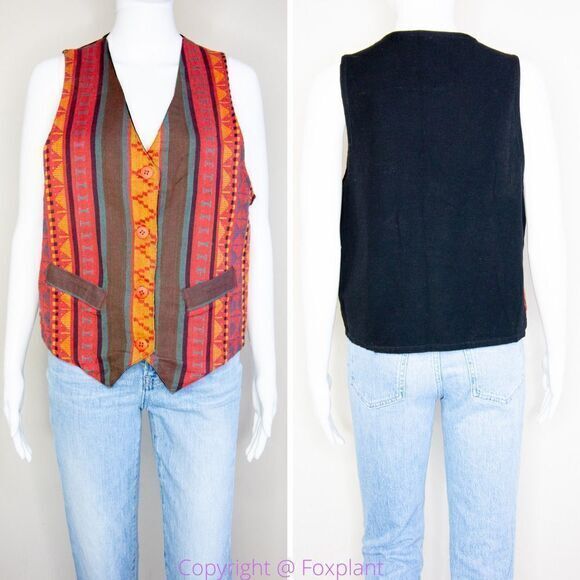 Boom women's 100% cotton multicolor‎ vest, size M - Picture 2 of 16